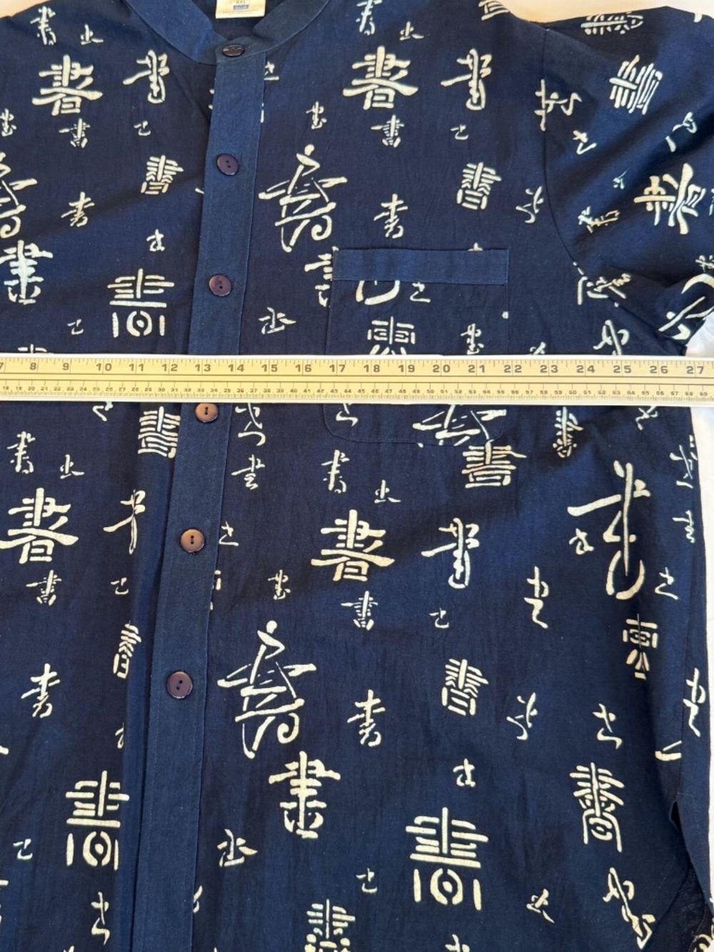NATURAL INDIGO TUNIC BUTTON UP SHIRT WOMENS 3X 53.5x32 TRUE BLUE JAPANESE KANJI - Picture 11 of 16